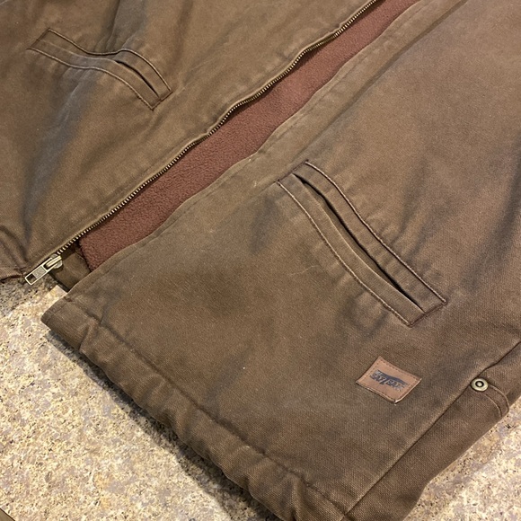 SAFTBAK Brown Fleece Lined Canvas Zip Work Coat Jacket Large Workwear / Utility - Picture 7 of 17